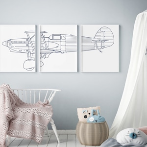 Impression de plan biplan vintage : décoration de chambre d&#39;enfant (téléchargement numérique)