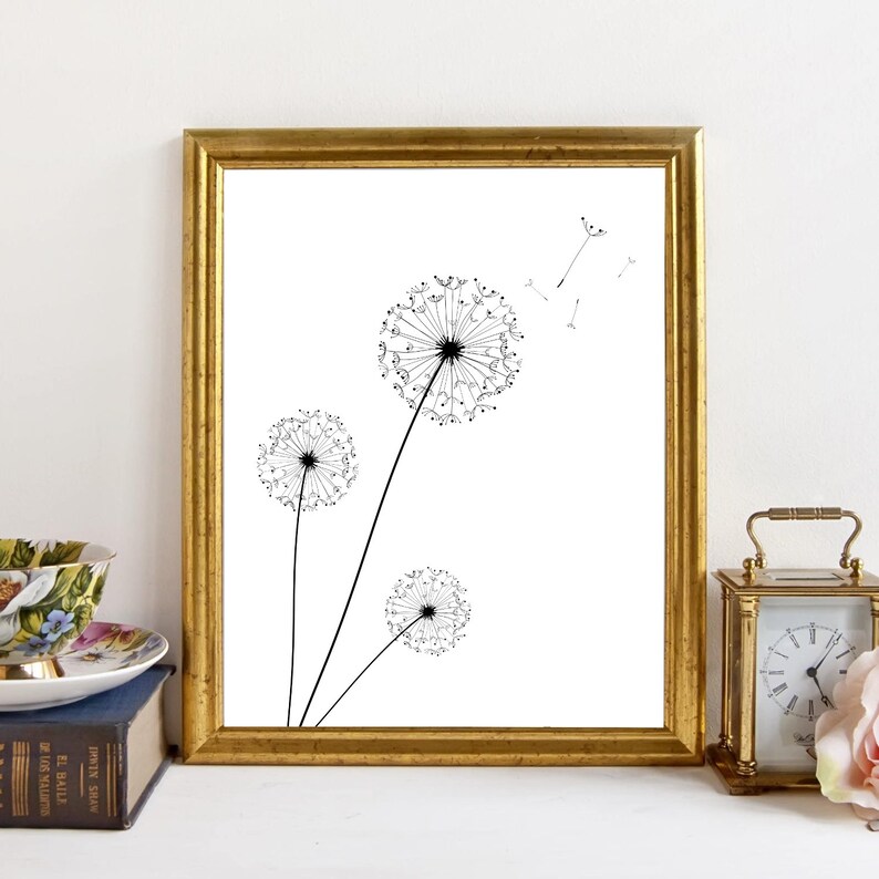Dandelion Wall Art Print Dandelion Prints Dandelion Poster Etsy