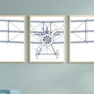 Nursery Prints, Nursery wall art, Pilot Gift, Vintage Airplane Prints