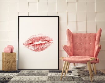 Lips Print, Lips Wall Art, Lips Printable, Kiss Print, Makeup Wall Art, Makeup Print, Fashion Wall Art, Printable Lips