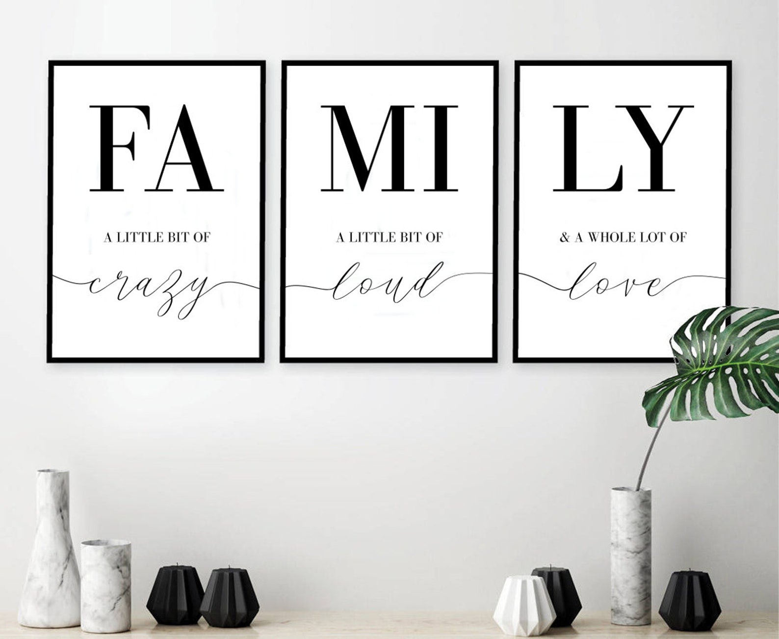 Family Sign Family a Little Bit of Crazy Print Set of 3 | Etsy