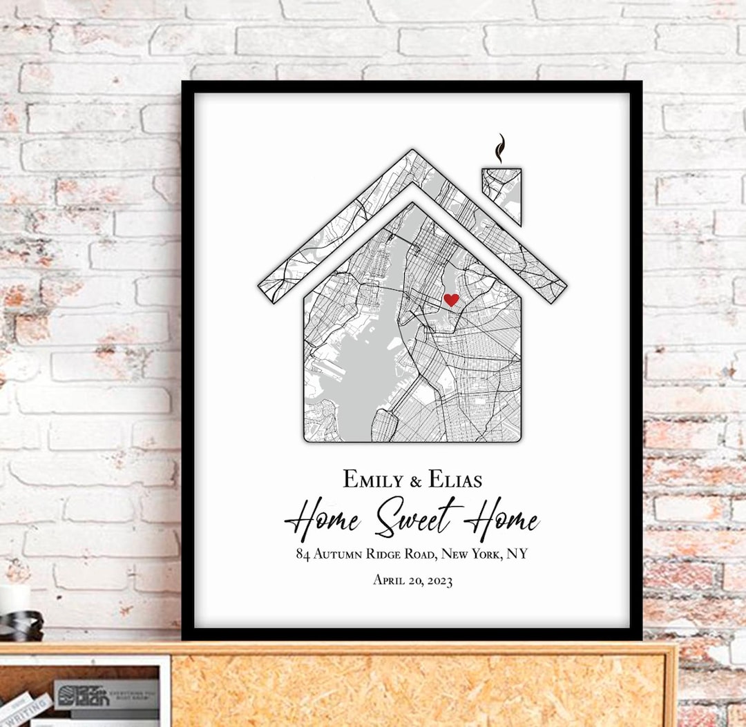 Custom Home Map Print: Housewarming Gift (digital File) - Etsy
