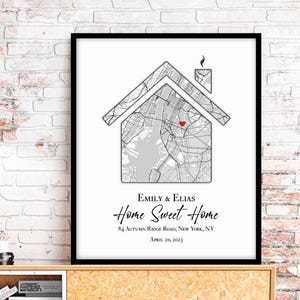 Regalo di inaugurazione della casa, regalo di chiusura, mappa personalizzata della nuova casa, idea regalo per la prima casa, la nostra prima casa, regalo immobiliare personalizzato