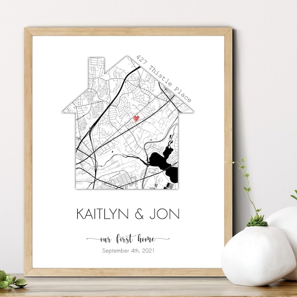 Personalized Housewarming Gift, Custom Home Map, First Time Home Buyer, First Home Gift, Our First Home, Gift from Realtor