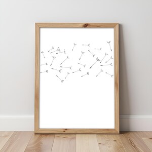 Dandelions Wall Art, Minimalist Print, Scandinavian Modern Graphi Decor (Digital files) image 8