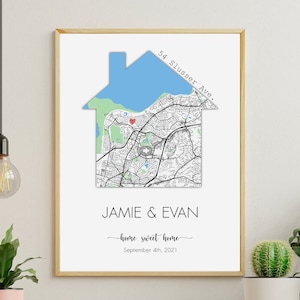Slotcadeau makelaar, gepersonaliseerde print nieuw huis, housewarmingkaart cadeau, print nieuw huis, print eerste huis, Home Sweet Home