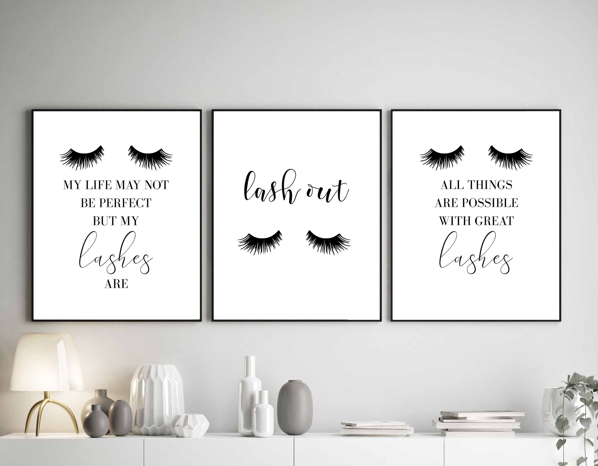 Set of 3 Lashes Print Lash Decor Beauty Salon Decor Lashes Etsy