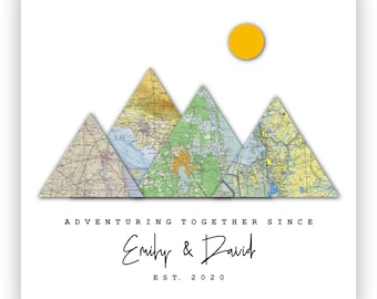 Personalized Adventure Map Print, Custom Travel Map Print, Adventure Together, Couple Anniversary Travel Map, Custom Map Gift, Travel Art