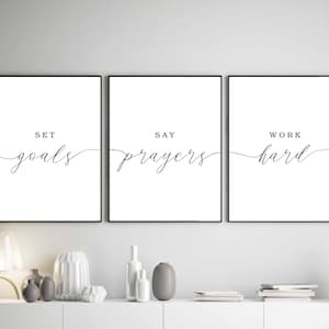 Set goals  Say prayers Work hard - Office Quotes - Inspirational wall art - Digital Download