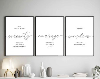 Serenity Prayer Christian Wall Art Set of 3, DIGITAL Download