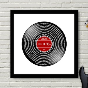 Personalized Vinyl Record Song With Lyrics, Wedding Anniversary Gift, Mother&#39;s Day, Gift For Her, Personalized Wedding Memory Gift