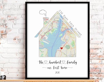 Custom House Map Art – First Home Gift, Personalized Location Print (Digital File)