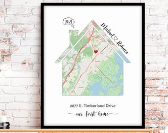 Custom Home Map, Personalized Home Print, Housewarming Gift (Digital File)