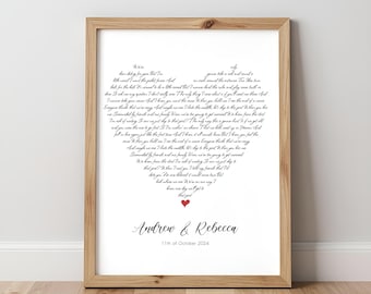 Personalized Song Lyrics Wedding Anniversary Gift, Custom First Dance Art Print (Digital File)
