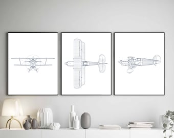 Vintage Biplane, Boys Nursery Decor, DIGITAL Download