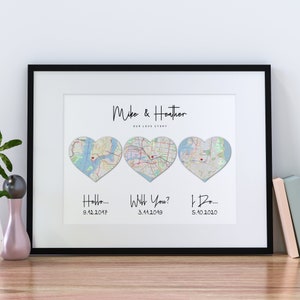 Hello, Will You, I Do, Karte Kunstdruck, Wir haben uns getroffen, drei Herzen, Beziehungstermine, wichtige Termine, Beziehungsgeschenke, Geschenke für Ihn