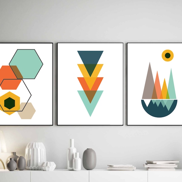 Nordic Wall Art, Set of 3 Scandi Definition Prints, Scandinavian Prints,  Scandi Folk Art Decor Prints  Abstract Decor