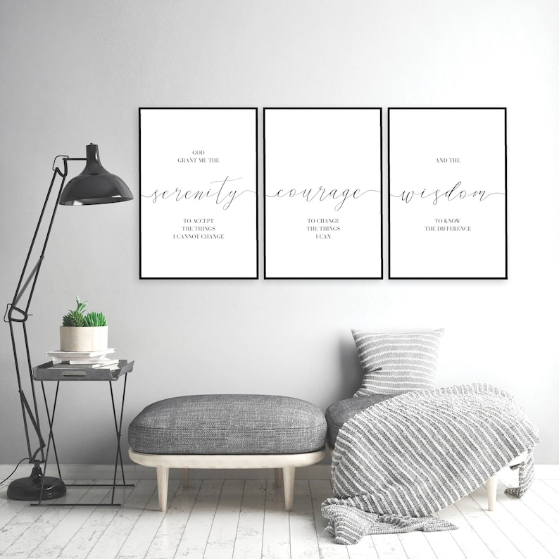 Serenity Prayer Christian Wall Art Set of 3, DIGITAL Download image 2