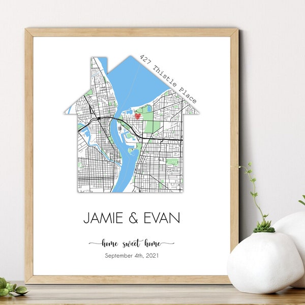 Realtor Closing Gift, Personalized New House Print, Housewarming Map Gift, New Home Print, First Home Print, Home Sweet Home