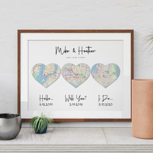 Hello will you I do 3 Herz Karte Druck, Geschenk zum ersten Jahrestag, Hochzeitstag Geschenk für Paar, Baumwolle Jahrestag, Verlobt Verheiratet