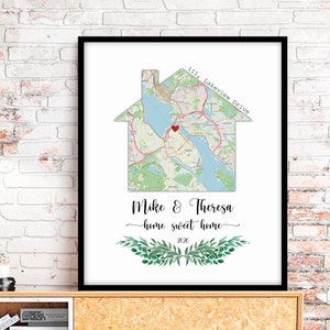 Personalized Realtor Gift For Client, Home Sweet Home Sign, Housewarming Gift, New Home gift, Our First Home,  Personalized Map