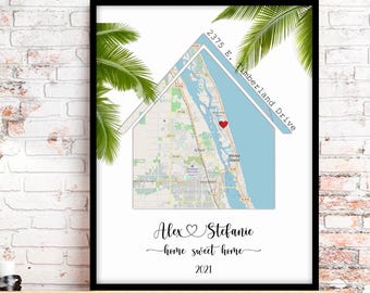 Custom Home Map Print –Personalized Home Keepsake, Elegant Housewarming Gift, Digital Download