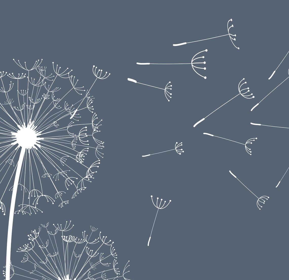 Dusty Blue Dandelion wall art print Set of 3 dandelion Etsy