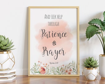 And seek help through Patience and Prayer | Surah Al Bakarah / Al Baqarah | Islamic Inspirational Quran / Koran Quote | Print & Digital