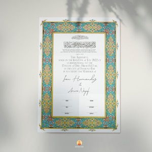 Nikkah Contract | Gepersonaliseerde Nikah Nama | Islamitische huwelijksakte | Aangepaste bruiloft Nikaah Souvenir