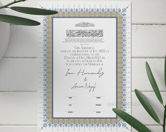Nikkah Contract | Personalized Nikah Nama | Muslim Marriage Certificate | Customized Wedding Nikaah Souvenir