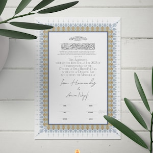 Nikkah Contract | Gepersonaliseerde Nikah Nama | Islamitische huwelijksakte | Aangepaste bruiloft Nikaah Souvenir