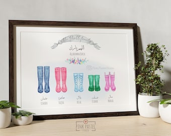 Customized Muslim Family Gift |Wellington Boots  Housewarming Islamic Gift | Alahumma Barik | Fathers Mothers Day | Personalized Eid Gifts