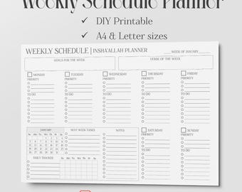 2025 Weekly Islamic Planner for Muslims | A4 and Letter Size | InshaAllah Digital Printable for Muslims