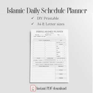 Inshallah Daily Islamic Planner | A4 i Letter Size | Spersonalizowany planer do druku dla muzułmanów