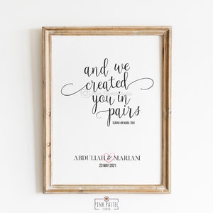 Personnalisé / Personnalisé Nikah Moubarak / Anniversaire de mariage | Et nous vous avons créé par paires