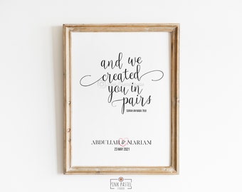 Customized / Personalized Nikah Mubarak / Wedding anniversary | And we created you in pairs