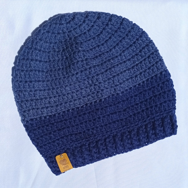 Blue Shade Ribbed band Slouchie Beanie Tam