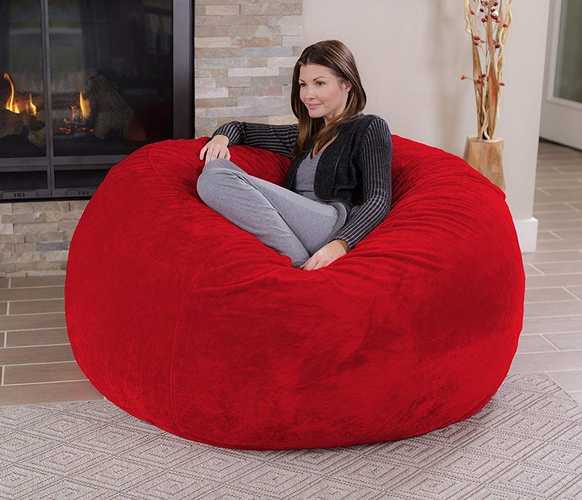 Luxury XXXL Bean Bag Red Soft Fur for AdultsBean Bag Cover Etsy