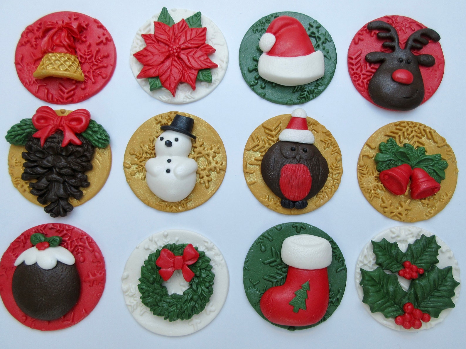 Edible Christmas Cupcake Toppers. Fondant Christmas Cupcake Etsy