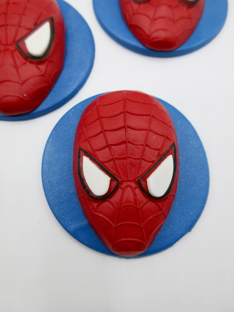 Spiderman Edible Cupcake Toppers. Fondant Spiderman Cupcake Etsy UK
