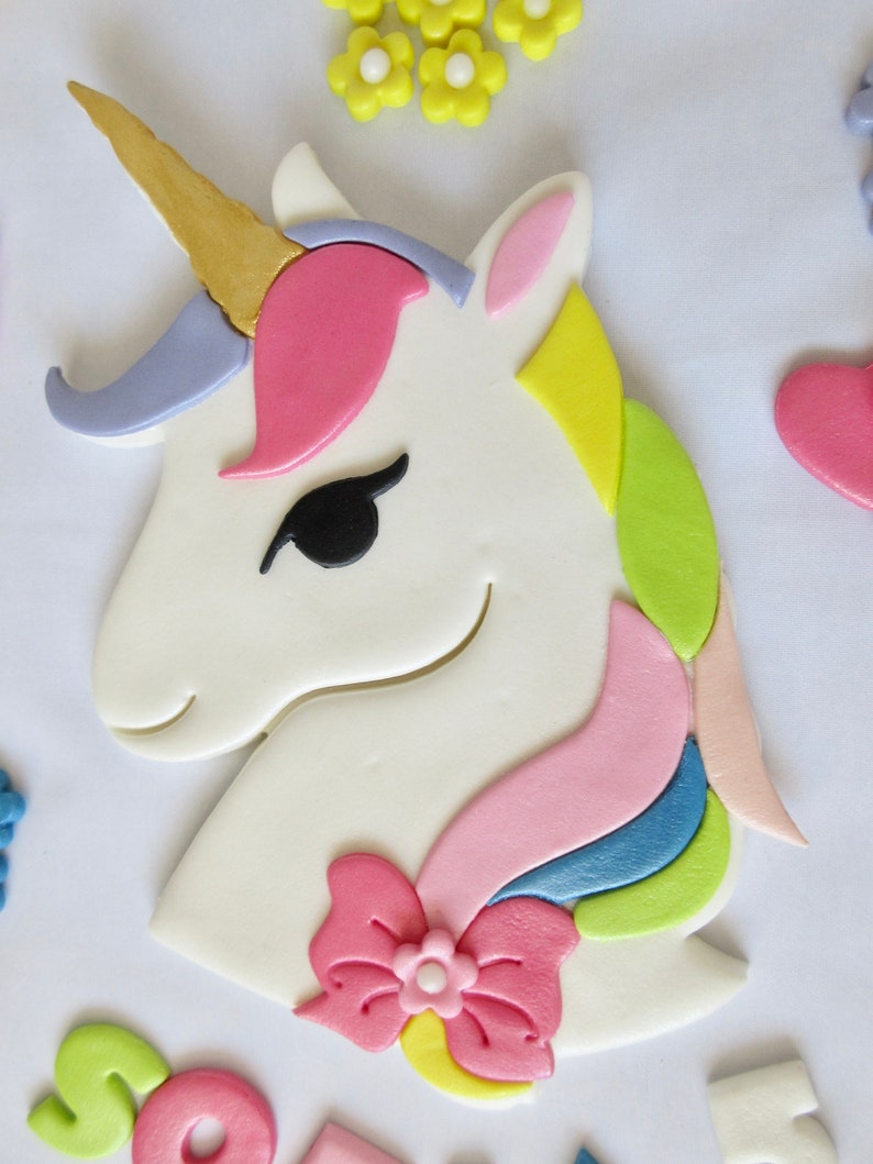 Unicorn Edible Cake Topper. Fondant Unicorn. Personalised Etsy UK