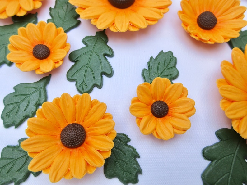 Edible Sunflowers. Sunflower Cake Decorations. Sunflower Cake Etsy UK