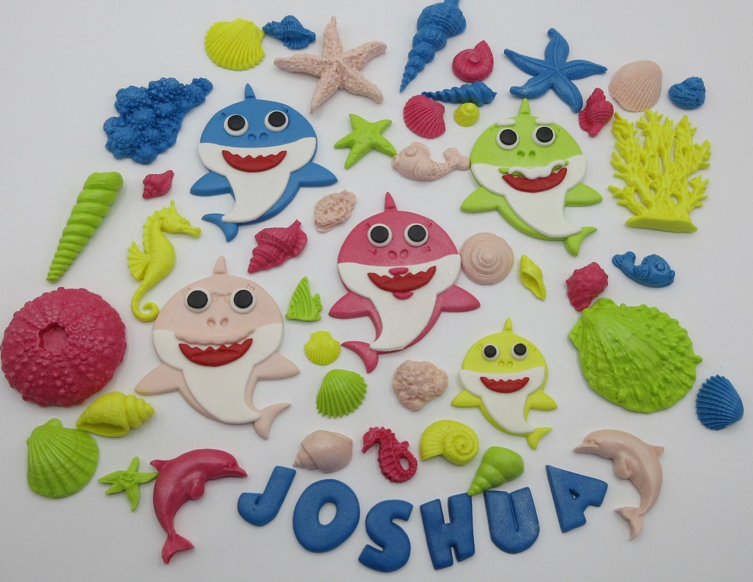 Baby Sharks Edible Wafer Cake Topper – 8×10.5″ 1/4 Sheet – Personalized – Birthday