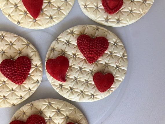 Edible Red Heart Cake Cupcake Decorations Sugar Paste Etsy