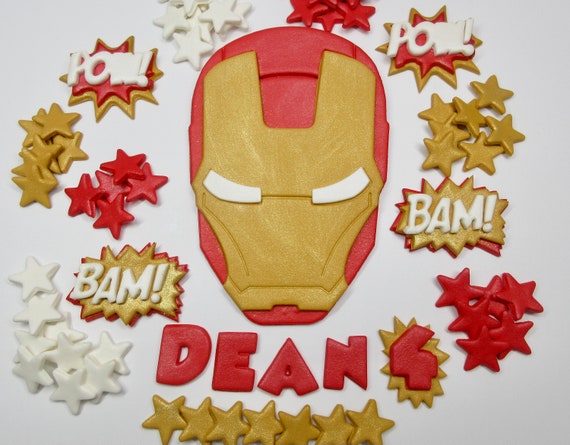 Edible Fondant Iron Man Cake Topper Personalised Large. - Etsy