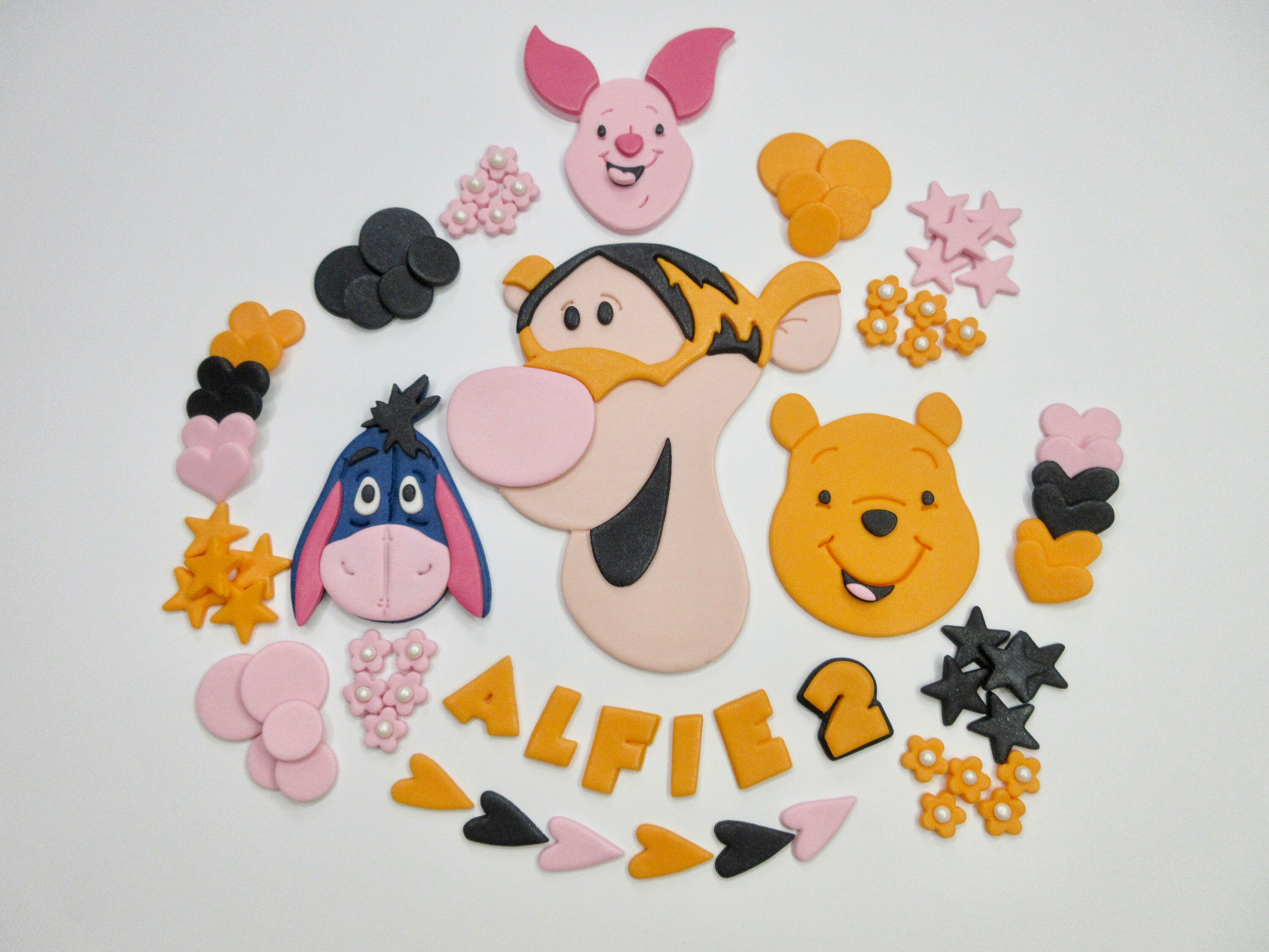 Edible Sugar Winnie the Pooh Personalised Cake Topper Name Set for