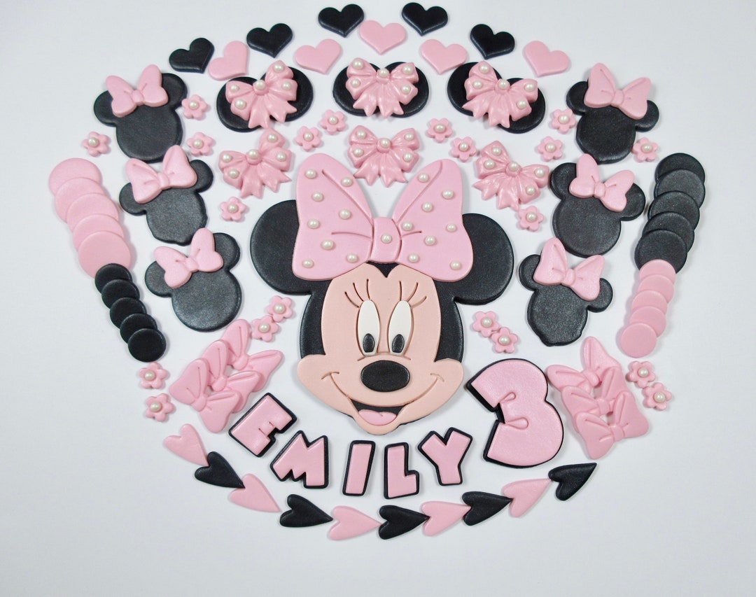 Edible Minnie Mouse Cake Topper Personalised Pink Minnie Mouse Fondant