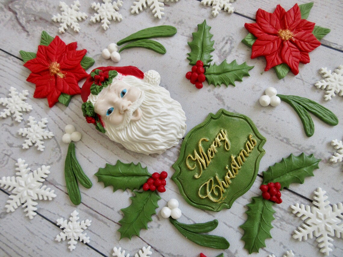 Edible Christmas Cake Toppers. Edible Christmas Decorations. Etsy UK