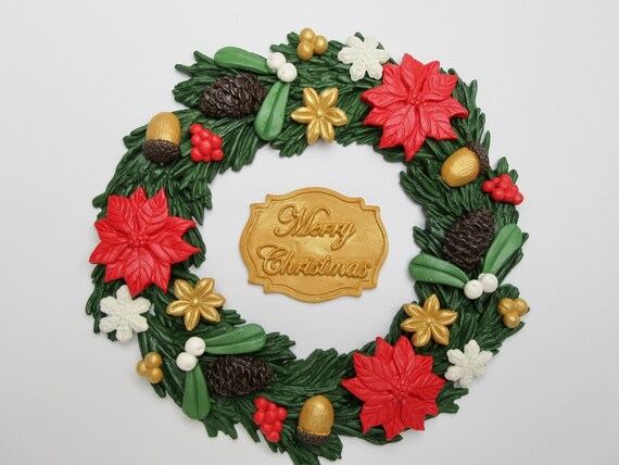 Edible Christmas Wreath. Edible Christmas Cake Topper. Fondant ...