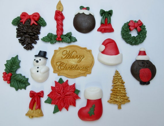 Edible Christmas Cake Decorations. Fondant Christmas Cake - Etsy ...
